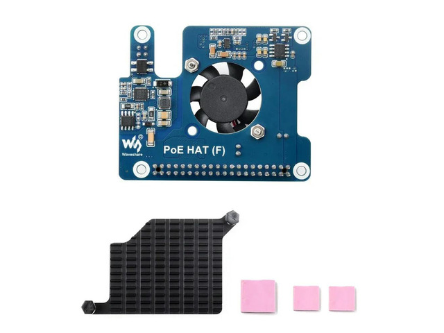 Raspberry Pi 5 PoE HAT (F) 802.3af/at High Power Power Over Ethernet Onboard Cooling Fan with l Heatsink for RPi 5 Pi5
