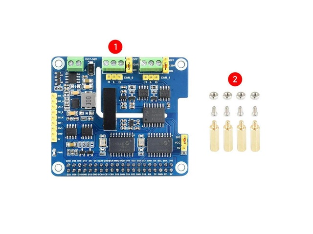 Raspberry Pi 2-Channel Isolated CAN Bus Expansion Solution Built-In Multi Protections HAT Dual Chips For Raspberry Pi 5/4B/3B