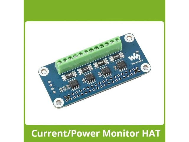 Waveshare 4-ch Current/Voltage/Power Monitor HAT for Raspberry Pi, I2C/SMBus Interface