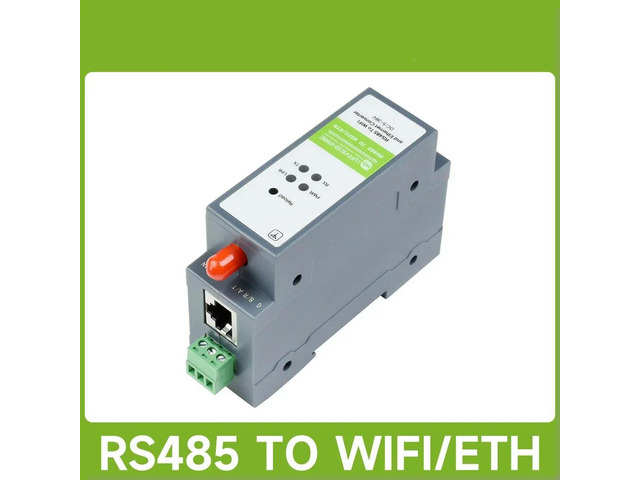 Waveshare Rail-Mount Serial Server RS485 to /Ethernet Module Modbus MQTT Gateway 5 ~ 36V DC, Screw Terminal WPA-PSK