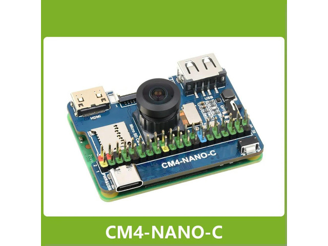 Waveshare Nano Base Board (C) for Raspberry Pi Compute Module 4, Same Size as the CM4, Onboard 8MP Camera USB 2.0 Type A port
