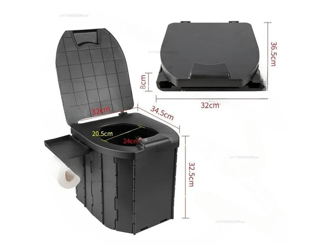 Outdoor Folding Toilet with Lid, Mobile Toilet for Camping Adults and Children