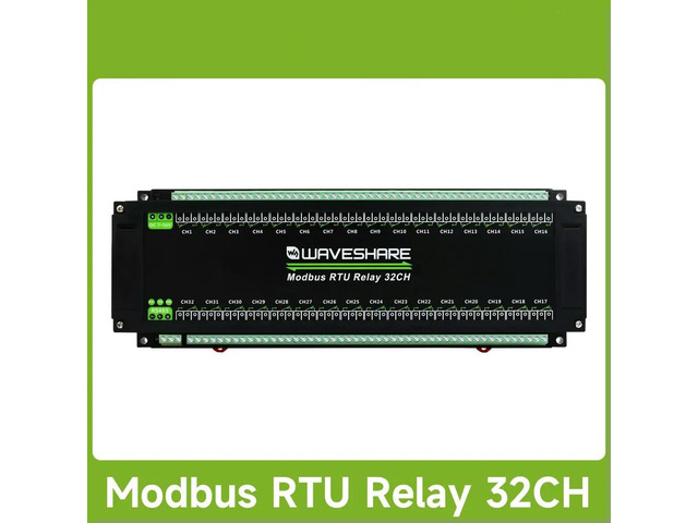 Waveshare Modbus RTU 32-Ch Relay Module, RS485 Interface, With Multiple Isolation Protection Circuits