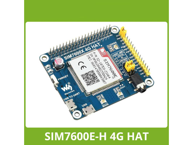 Waveshare SIM7600E-H 4G HAT for Raspberry Pi 5/4B/3B/Zero, Raspberry Pi LTE Cat-4 4G,GNSS,Europe,Southeast Asia,West Asia,Africa