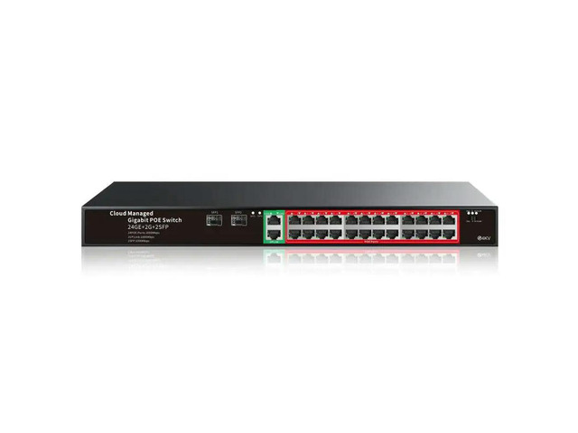 Management PoE Switch Gigabit 24 Ports 1000Mbps PoE + 2 Gigabit Upstream Ports + 2 SFP Ports PoE Switch for Cameras