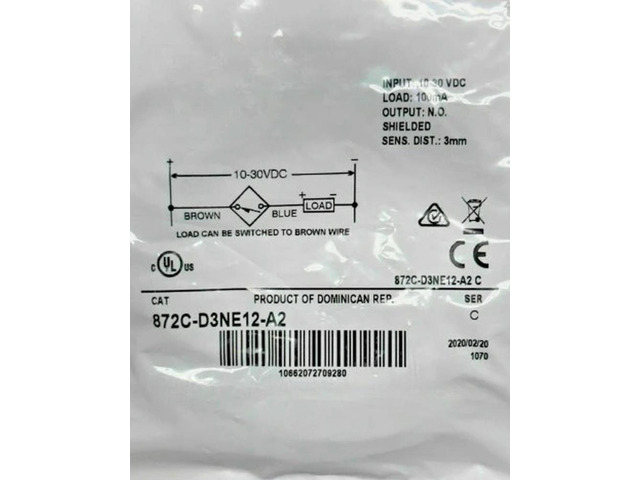 872C-D3NE12-A2 872C D3NE12 A2 12mm 3mm N. O. 1030VDC Fast Delivery