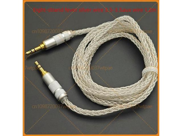For 3.5mm to 3.5mm AUX Audio Cable 8-Strand Silver Plated Upgrade Wire HIFI Earphone Speaker Interconnect Cable