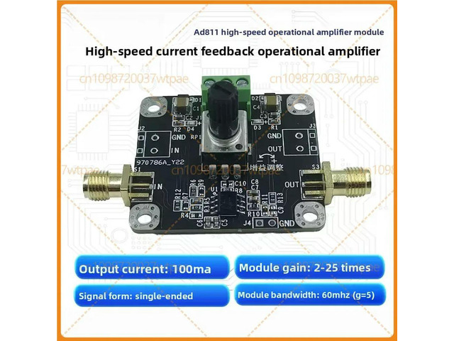 For AD811 CurrentFeedback Video Amplifier Module, Noninverting Input, Adjustable Gain