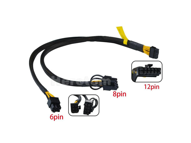 12Pin To 6Pin+8Pin GPU Graphics Card Power Cable 18AWG for R2288HV7 40cm