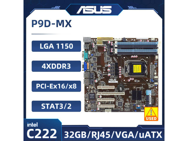 P9D-MX server Motherboard C222 1150 DDR3 32GB support Core i3-4170 cpu 4×SATA III USB 2.0 4 xSATA2 3Gb/s UATX