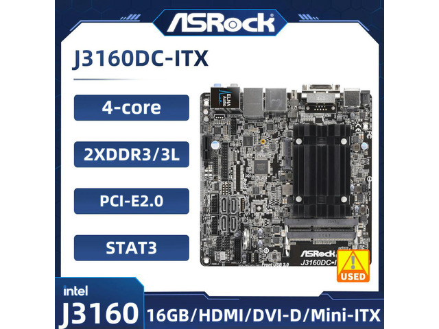 J3160DC-ITX Motherboard Quad-Core Processor J3160 2xDDR3 16GB USB 3.1 HDMI Mini-ITX