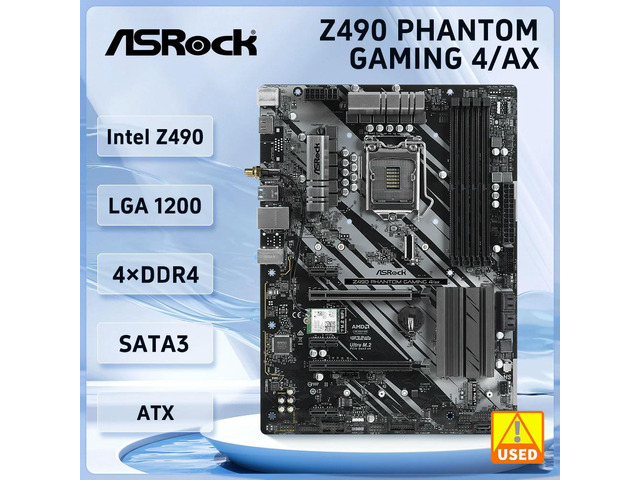 Z490 Phantom Gaming 4/ax Motherboard LGA 1200 Z490 DDR4 128GB ATX support 10105 10700 10100 10320 G6400 10305 cpu