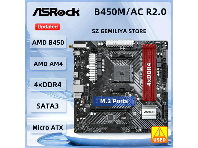 B450M Motherboard B450M/ac R2.0 Motherboard Socket AM4 Ryzen 5 5600G 5300G 5700 3900 1500 cpus DDR4 128GB Micro ATX M.2