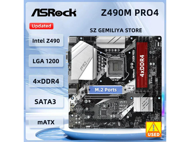 Z490M Pro4 Motherboard DDR4 LGA 1200 Z490 PCIe 3.0 M.2 128GB support i9-10900 i5-10500 i9-10900 i5-10600 i5-10400