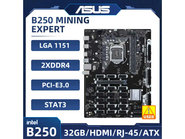 B250 MINING EXPERT Mining Rig BTC ETH Mining Motherboard LGA 1151 B250 DDR4 32GB support i3-6100 7300 7100 6500 CPU