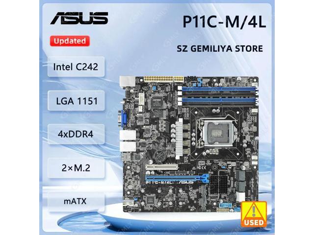P11C-M/4L Motherboard LGA1151 C242 DDR4 128GB support i3-9100 8300 Xeon E-2134 2124G G5400 cpu