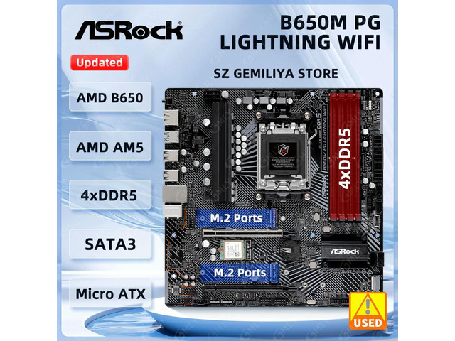 B650M PG Lightning Motherboard B650 Socket AM5 support Ryzen 8700 Ryzen 7600 Ryzen PRO 8300 DDR5 256GB M.2