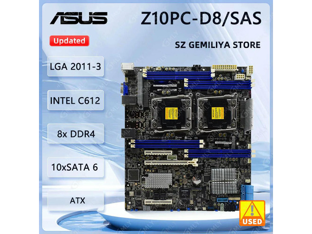 Z10PC-D8/SAS Server Motherboard C612 LGA 2011-3 DDR4 512GB USB 3.1 Gen1 10×SATA III support Xeon E5-2600 V3/V4 cpu