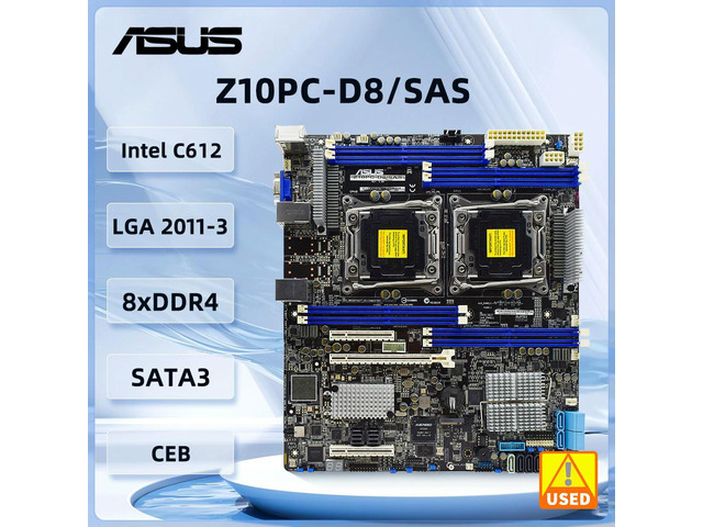 Z10PC-D8/SAS server Motherboard LGA 2011-3 C612 SSI CEB DDR4 512GB 10xSATA 6 support Xeon E5-2600 V3 Serie cpu