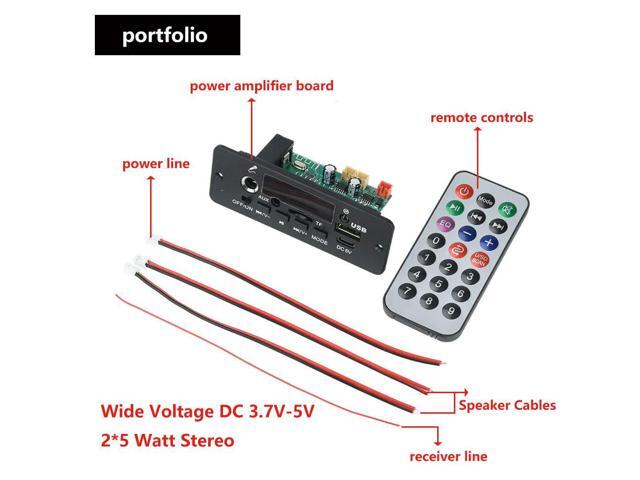 DC 3.7-5V Digital Amplifier MP3 Decoder Board Bluetooth-compatible 5.0 FM Support Microphone Car MP3 Player with Remote Switch