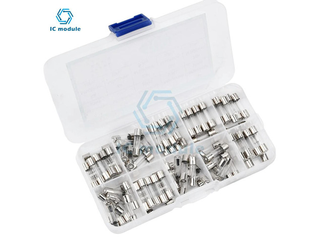 100 PCS Fast Blow Glass Fuse Box Kit 5x20 250V For Circuit Current Protection 5*20mm 0.2/0.5/1/2/3/5/8/10/15/20A