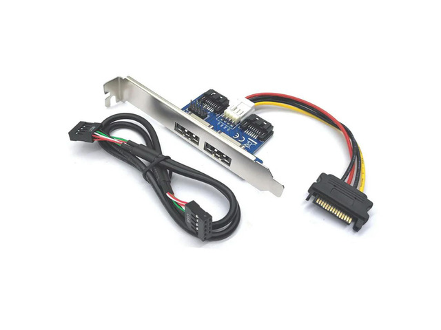 Riser Card Desktop Computer Dual Port SATA to Power ESATA ESATAp 9Pin to USB 2.0 Converter Expansion Rear Bracket Card