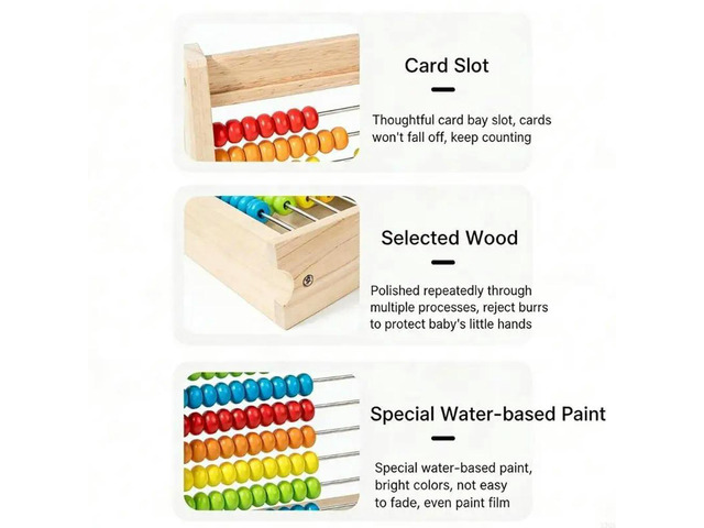 Children Wooden Abacus Math Counting Toy With Number Cards Math Operations Table For Kids Preschooler Early Education