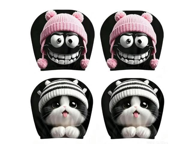 Universal Auto Seat Head Rest Cover, 4Pcs Cute Printed Car Seat Headrest Protectors, Funny Cartoon Car Headrest Covers