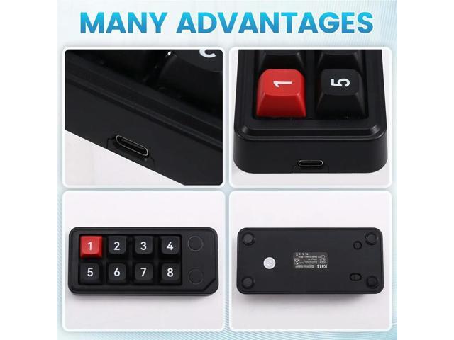 Macro Definition Game Mechanical Keyboard 8-Key Wired Hot Swappable Mini Keyboard Gaming Devices Black 815B