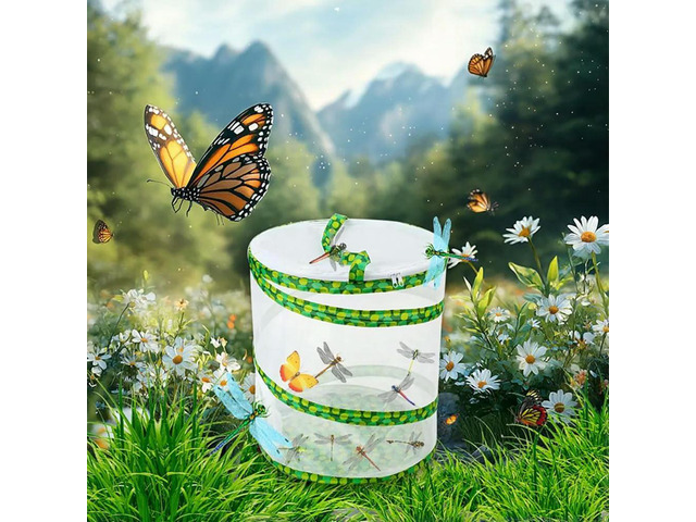Butterfly Growing Kit - Foldable Butterfly Habitat Cage - 13.8x12Inch Tall - Clear Mesh Enclosure Terrarium