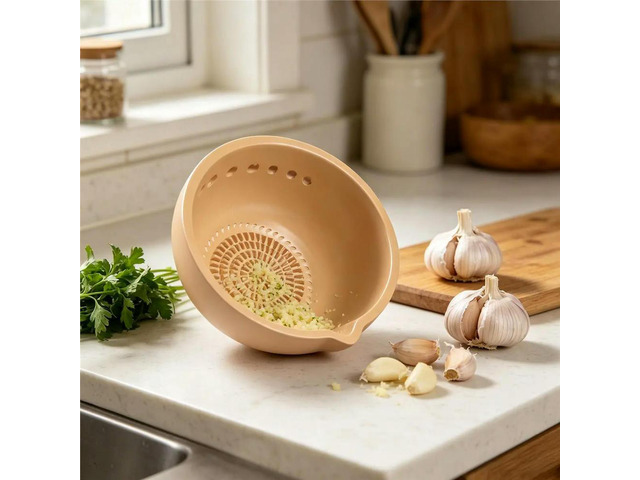 Garlic Grater Plate - Handmade Ceramic Grinding Dish, Serviceable Multifunctional Bowl for Sauces & Dressings