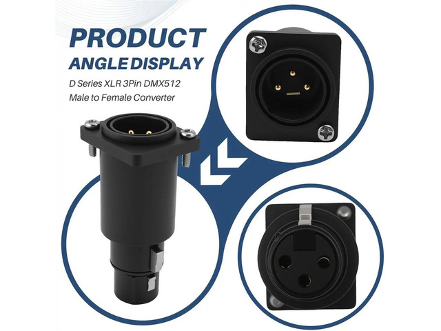 XLR 3Pin DMX512 Male to Female Converter Chassis Flange Panel Mount Feedthrough Adapter for Neutrik NA3MDF PCM-S-0629