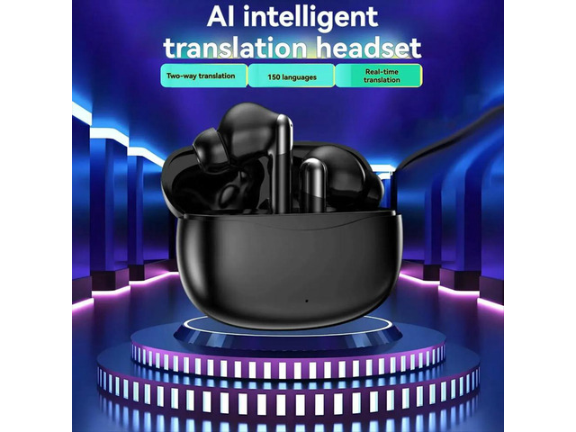 AI TWS Bluetooth 5.4 Earphones AI Instant Translation Headphones ligent Voice Assistant Sport Earbuds White