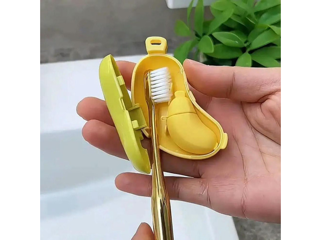 Toothpaste Dispenser, Cute and Fun Banana Shape Travel Toothbrush Box, Toothbrush Lid Holder 3 Yellow + 3 Green