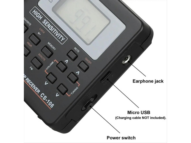 Mini Radio FM/AM/SW/LW/TV Sound Full Band Receiver Pocket Alarm Clock Stereo Radio with 3.5mm Earphone