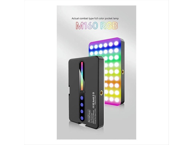 M160 RGB LED Video Light 2700-6500K Handheld Photography Fill Lamp CRI95+ Built-in 1800mah Cold Shoes Vlog Pocket Light