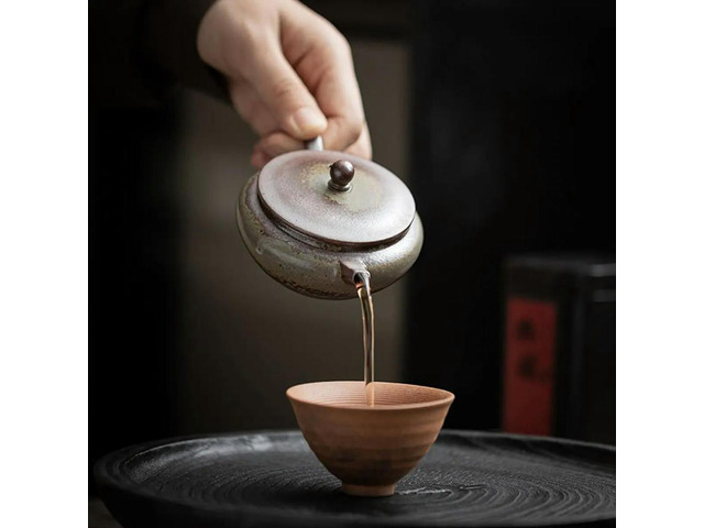 100ML Old Rock Mud Flat Teapot Chinese Retro Ceramic Tea Brewing Tea Pot Teapot Ball Hole Filter Tea Kettle Tea Ceremony