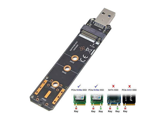 NVME USB Adapter M.2 NVMe To USB 3.1 SSD Adapter 10Gbps USB3.1 Gen 2 RTL9210 Chips for M Key M2 NVMe 2230 2242 2260 2280 M.2 SSD