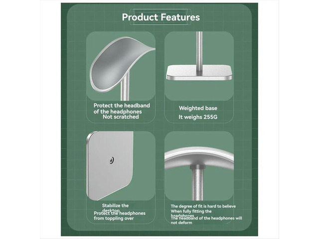 Aluminium Alloy Earphone Holder Head Mounted Earphone Hanger Can Store for Most Head Mounted Headphones Stand