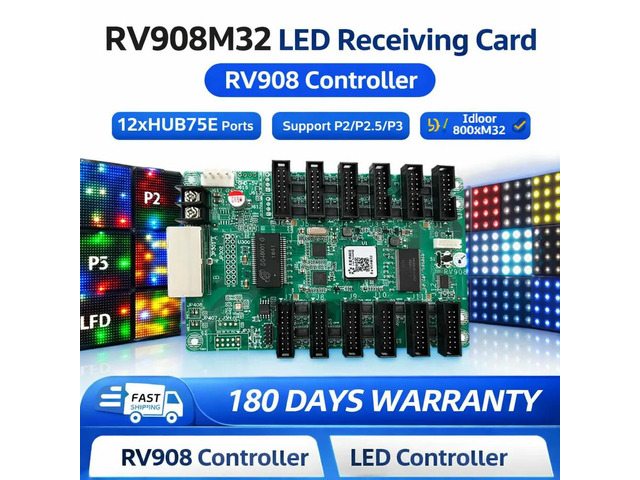 RV908M32 led receiving card rv908 controller 12xhub75e ports support p2/p2.5/p3 indoor outdoor panel led p10