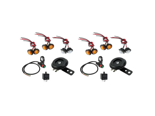 2X Universal Motorcycle Turn Signal Light LED Kit With Horn Turn Signal Headlight Horn 3-Pin Relay For ATV UTV