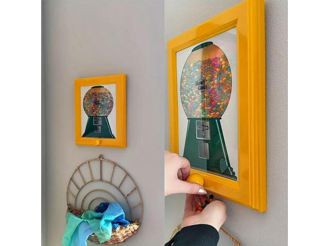 Candy Dispenser Picture Frame Wall Mount Gumball Machine for Desk Countertop Kids Adults Office Sweet Display Gift
