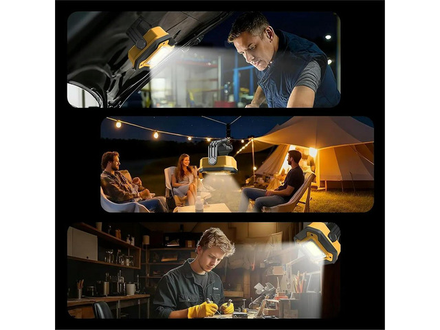 Rechargeable LED Work Light 6000mAh, 16H Cordless Magnetic Flashlight, IPX5, 360Â° Rotate Lamp Camping Lantern