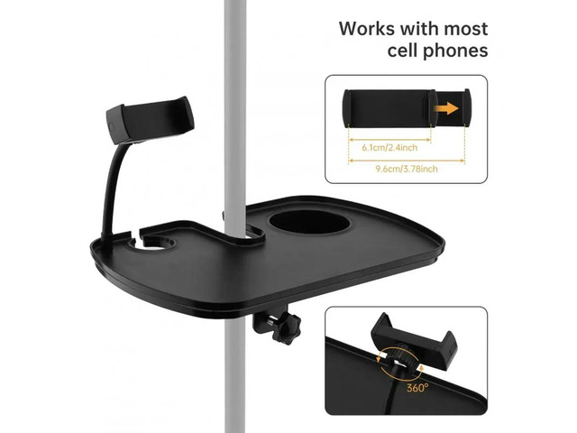 Functional Universal Large Mic Stand Tray Microphone Stand Tray for Studio Concert Karaoke Stands with Phone Holder