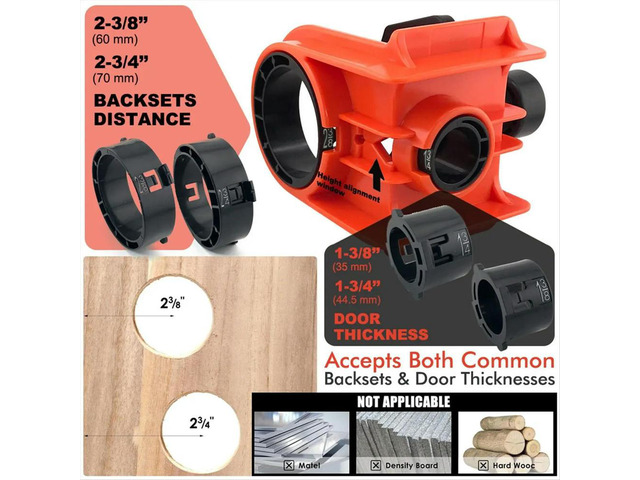 Door Lock Installation Kit, Door Lock Jig, Only for Wood Doors, Hole Saw Kit for Easy Lockset Installation Yellow