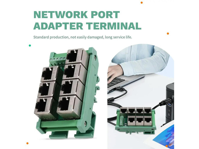 RJ45 Male/Female Connector to 7-Pin RJ45 Connector, Network Adapter Terminal Block, Breakout Module for Wiring Test