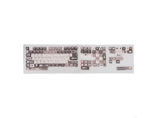 PBT Keycap Set 131 Keys with Cartoon Coffee Beans MOA Height Keycaps for Mechanical Keyboards