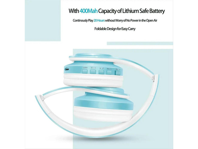 Style Macaron Blue Color Bluetooth Headphone Stereo Headband Headset Support FM MP3 Mic for Mobile Tablet