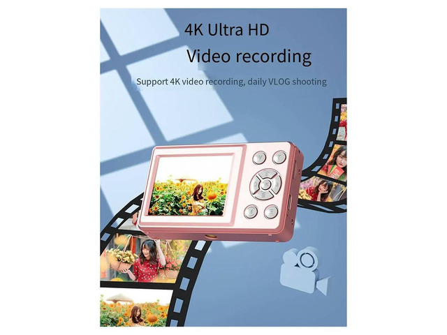 4K Ccd Digital Camera Photography Camera, Video Blog Camera, Film Camera, 4K 30FPS Mini Camera for Teenagers Black