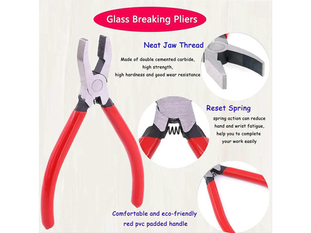 Glass Cutting Tool Set Kit, Wheeled Glass Tile Nippers Glass Running Pliers Breaking Pliers Oil Feed Glass Cutter Set